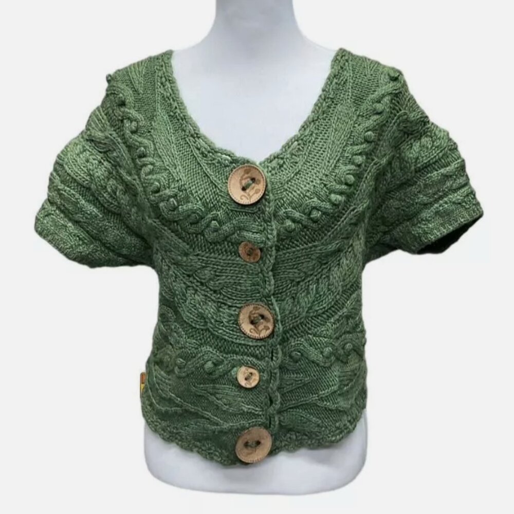 Sleeping On Snow Green Wool Knit Cardigan